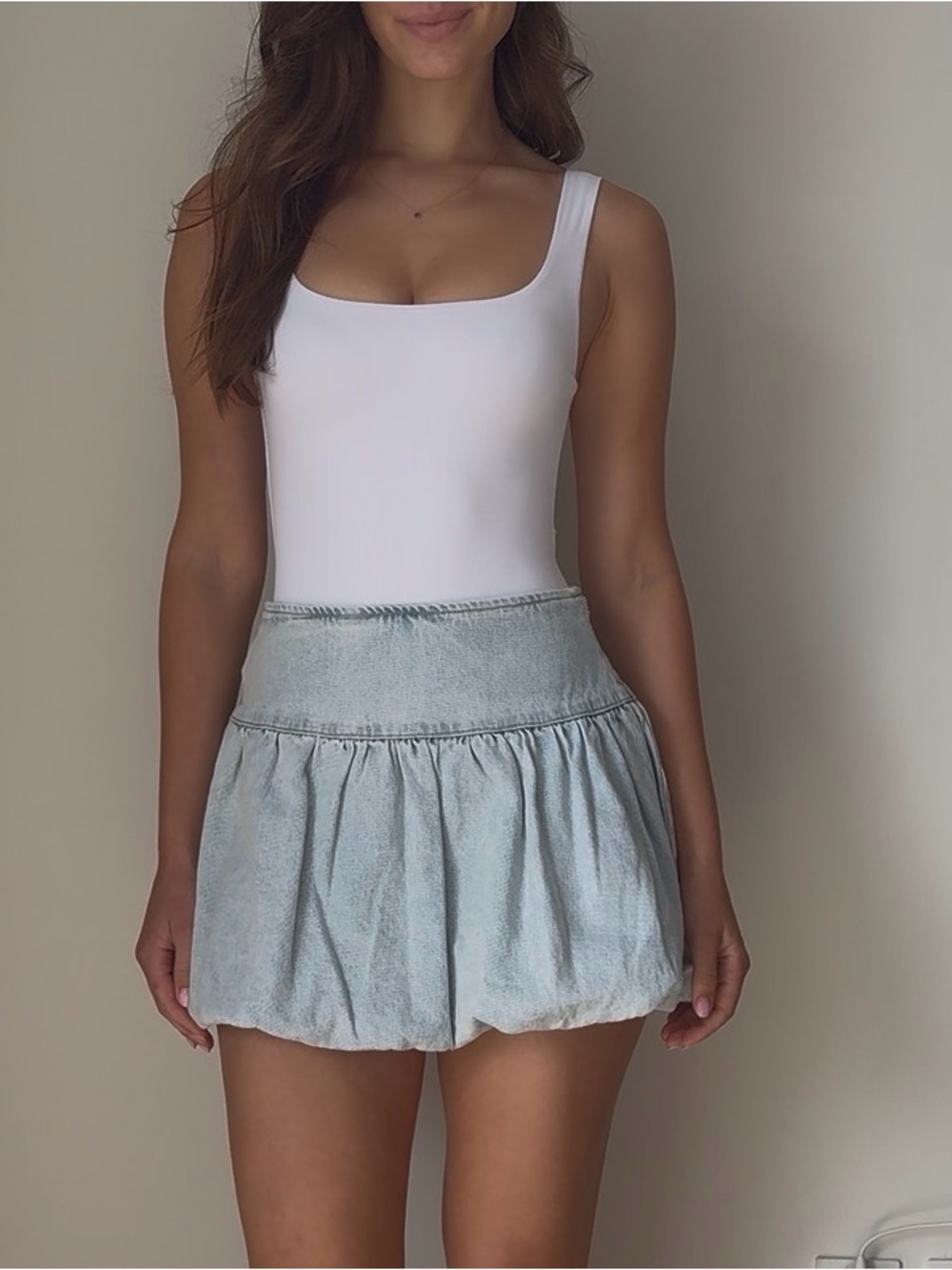 White One-Piece Bodysuit - Classic Square Neck